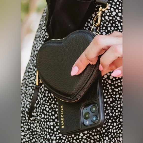 Bandolier Willa Heart Shaped Pouch iPhone 15 Pro Phone case Black - Picture 2 of 13